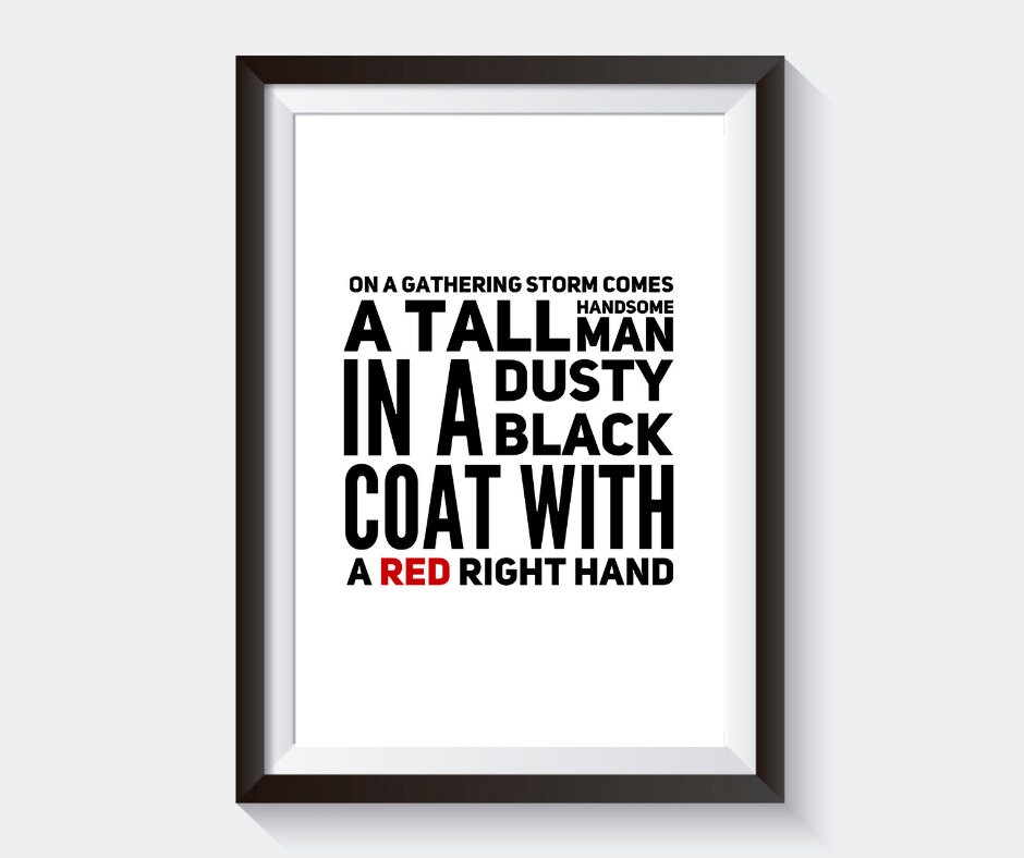 Red Right Hand Song Lyrics Poster Etsy