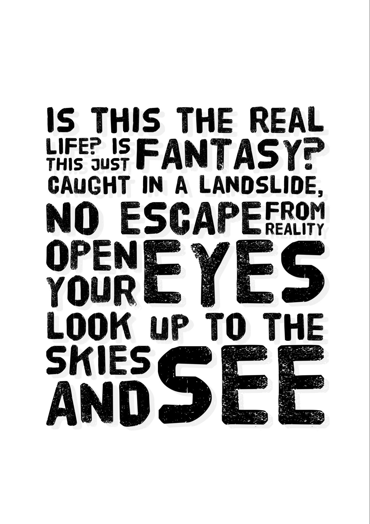 Bohemian Rhapsody Song Lyrics Poster Etsy UK