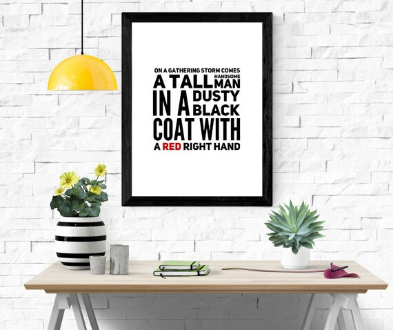 Red Right Hand Song Lyrics Poster Etsy