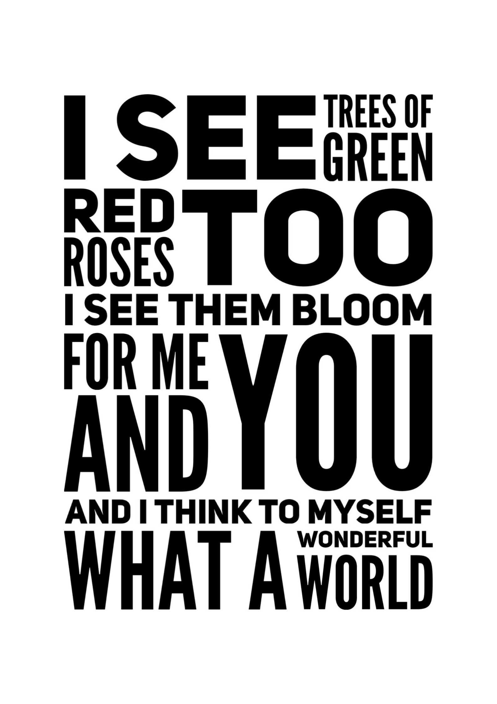 What A Wonderful World Song Lyrics Poster Etsy