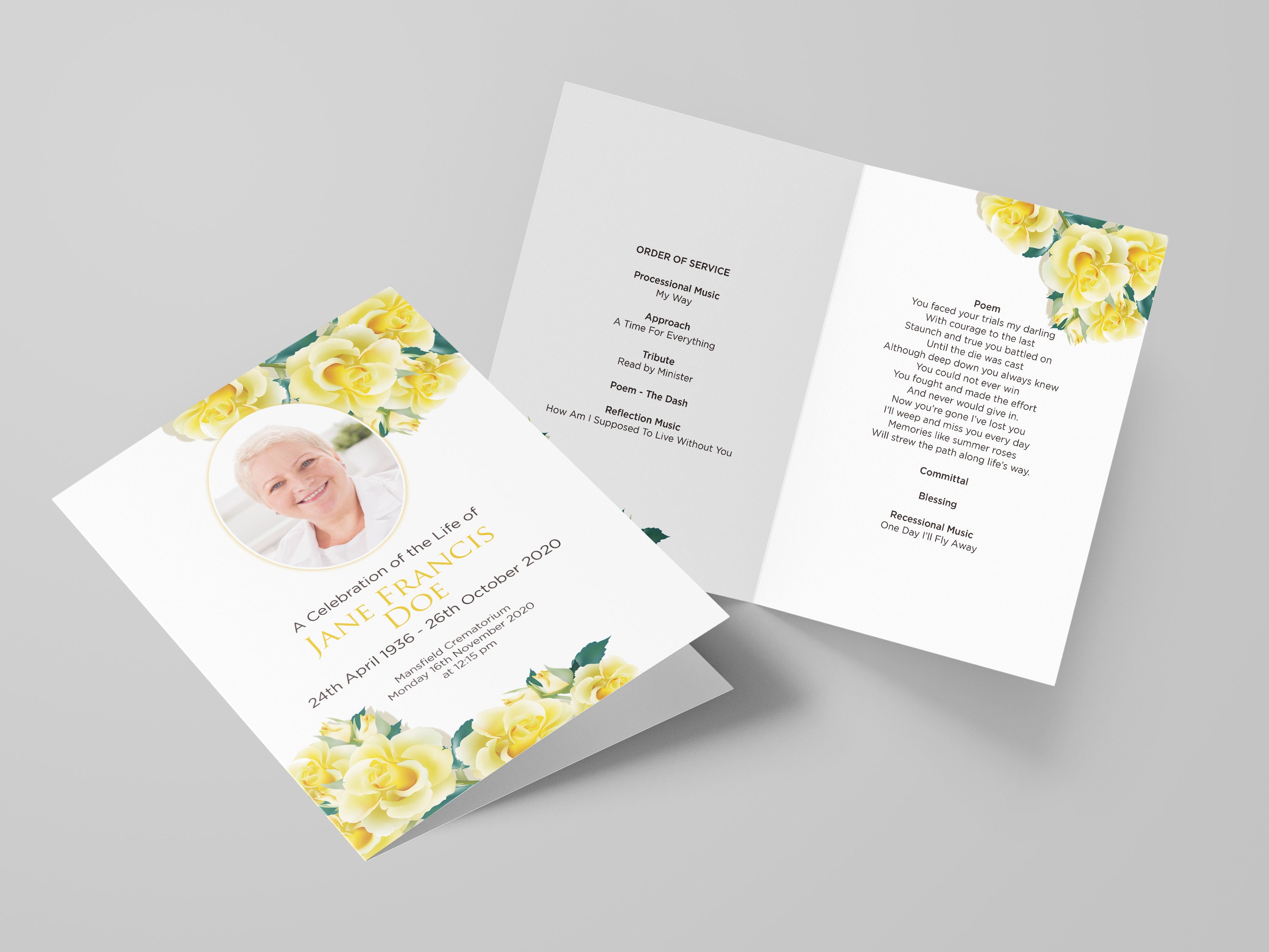 Printed 4Page Funeral Order of Service Cards A4 folded to Etsy