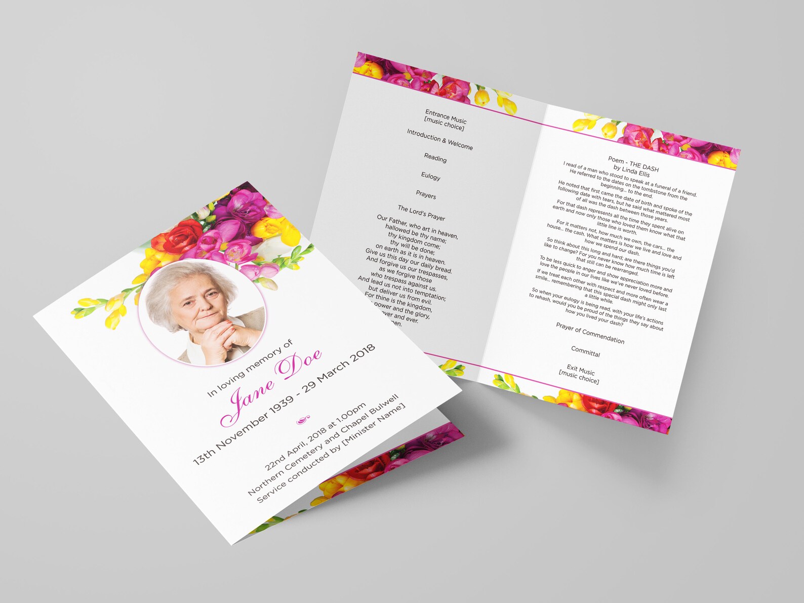 Printed 4page Funeral Order of Service Cards A4 Folded to Etsy UK