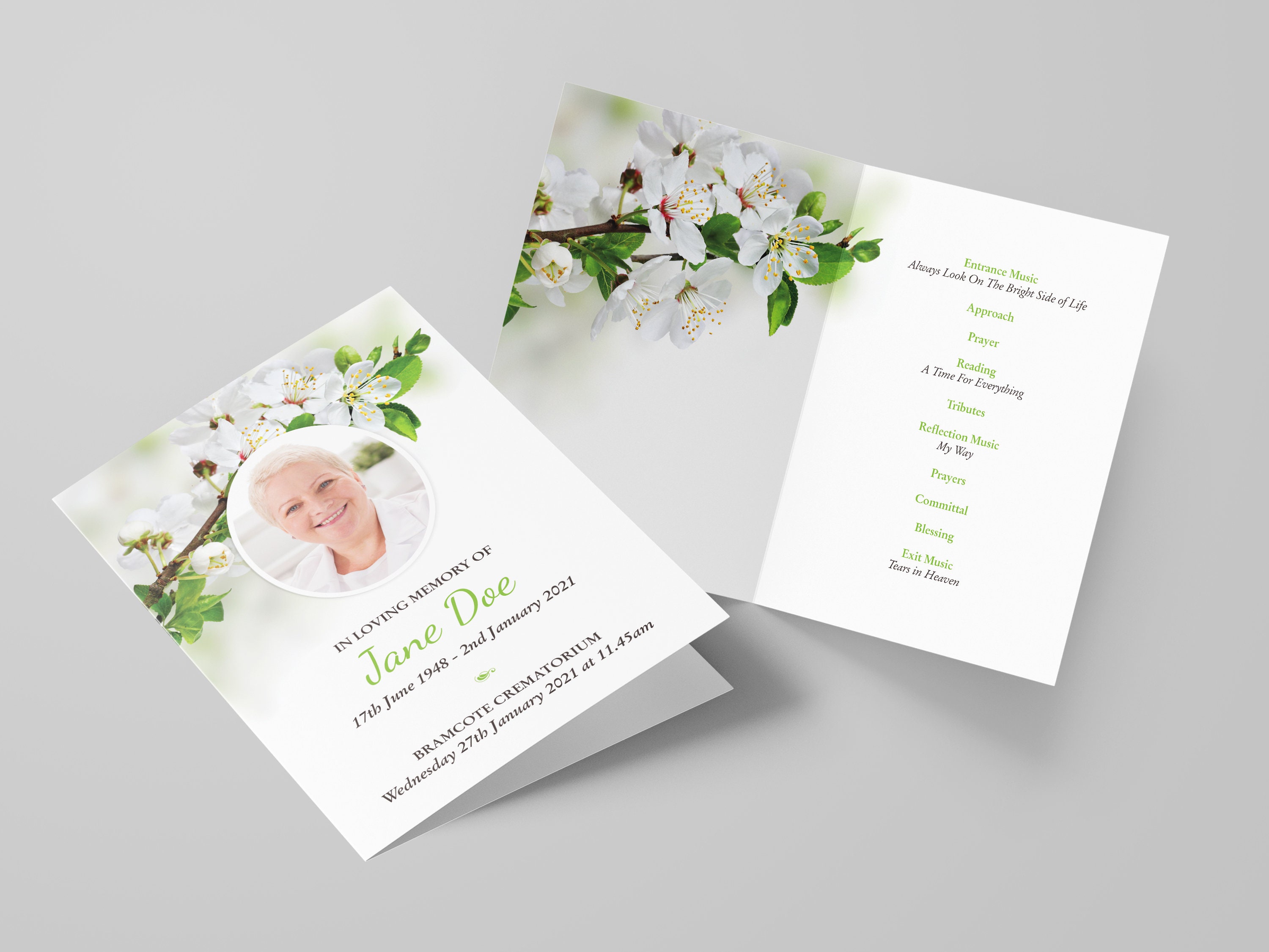 Printed 4page Funeral Order of Service Cards A4 Folded to A5 Etsy UK