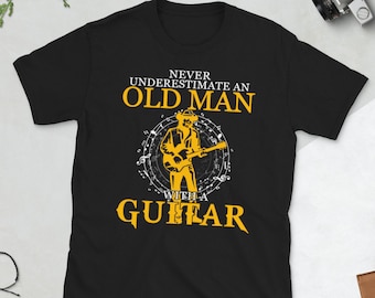 Old Man Guitar T-Shirt: Electric Guitar Lover Gift
