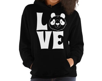 Sweat à capuche graphique Love Panda : sweat-shirt unisexe confortable