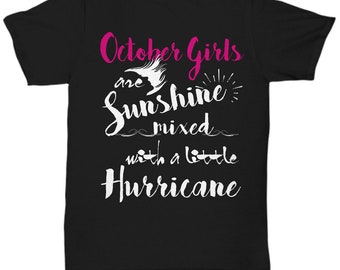 Camiseta para aniversariante de outubro: camiseta com estampa de furacão Sunshine