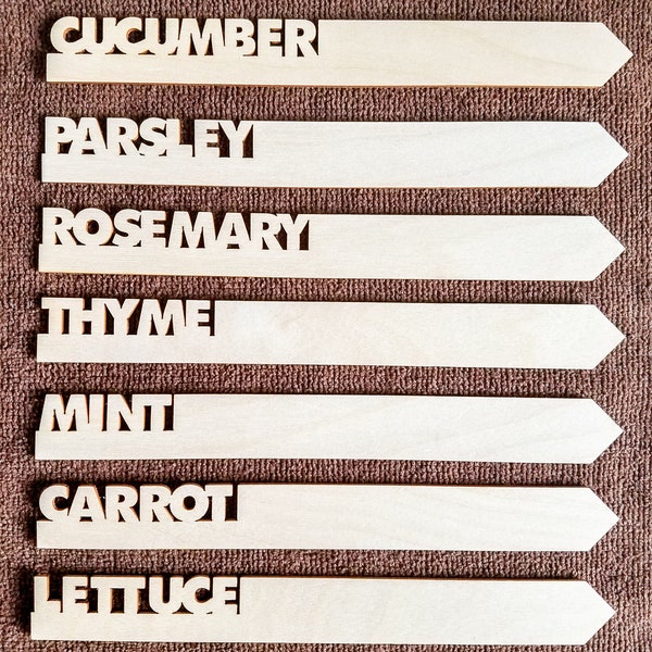 Garden plant stake, vegetable marker, herb label, biodegradable plate, seed tag, green thumb gift, wood flower stick, custom post, spring