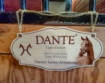 Wood Horse Engraved and Personalized Stall Sign, Photo Stall Nameplate for Equine, Custom Barn Door Nameplate, Gift for Horse Lover, Rustic