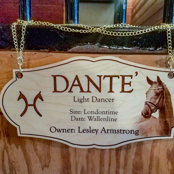 Wood Horse Engraved and Personalized Stall Sign, Photo Stall Nameplate for Equine, Custom Barn Door Nameplate, Gift for Horse Lover, Rustic