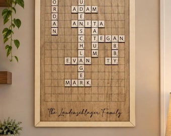 Custom Family Scrabble Tile Sign: Personalized Wood Board