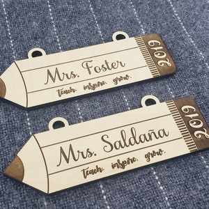 Personalized Laser Engraved Wood Pencil Teacher Ornament