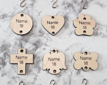 Maple Wood Family Celebration Board Pieces for 24"x9" Board: Circle, Square, Heart, Paw, Bone, Angel, Cross