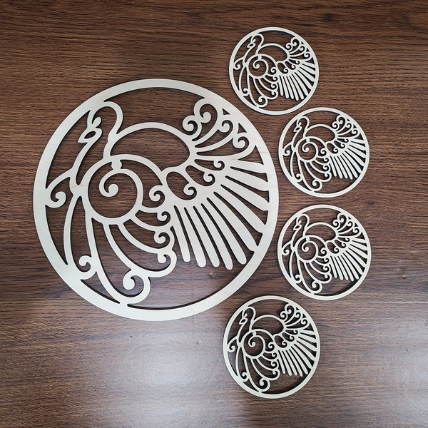 Thanksgiving Turkey Trivet and Set of 4 Matching Coasters, Wood Trivet and Wood Drink Coasters for Thanksgiving, family and friends gift