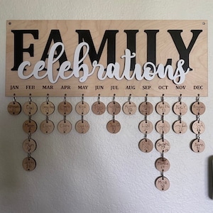 Family Celebrations Board For Birthdays and Anniversaries, Personalized and Engraved Wood Calendar Gift For Mom, Classroom Sign for Teacher image 4