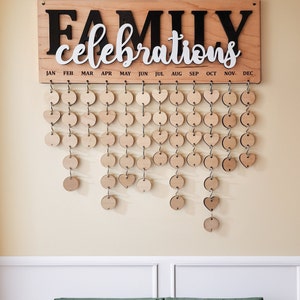 Family Celebrations Board For Birthdays and Anniversaries, Personalized and Engraved Wood Calendar Gift For Mom, Classroom Sign for Teacher image 1