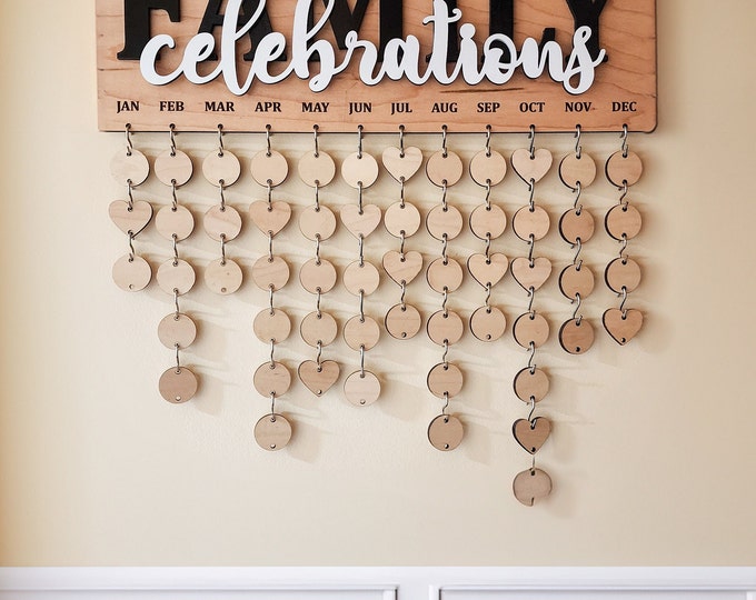 Personalized Family Celebrations Board: Engraved Wood Birthday Calendar - 2 Size Options!