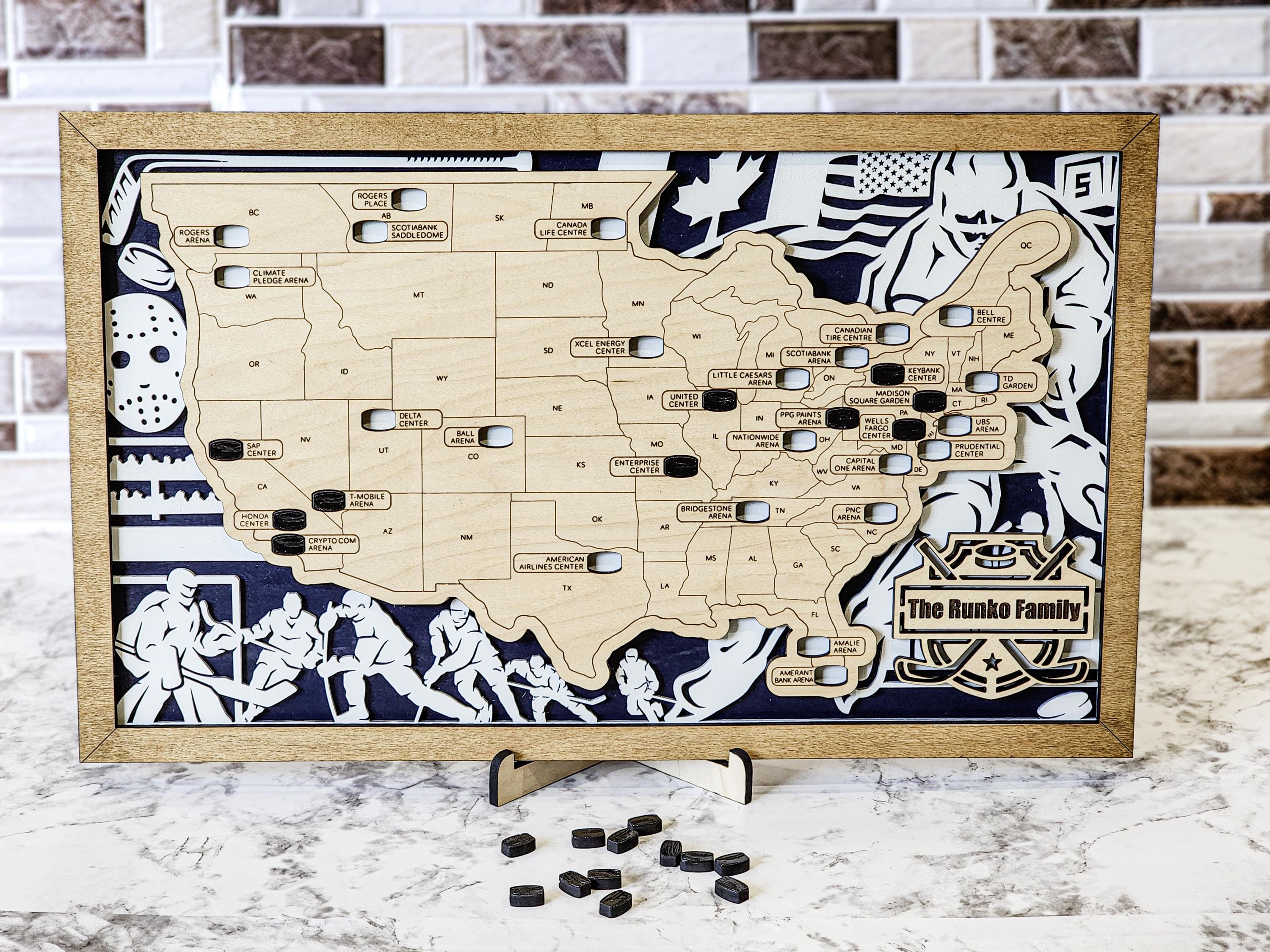 Custom NHL Hockey Stadium Map Tracker: Gift for Hockey Fan - Etsy