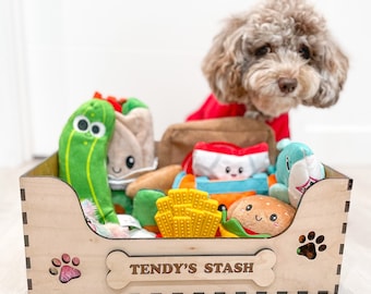 Personalized Wooden Dog Toy Box: Maple Pet Toy Storage