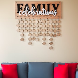 Family Celebrations Board For Birthdays and Anniversaries, Personalized and Engraved Wood Calendar Gift For Mom, Classroom Sign for Teacher image 10