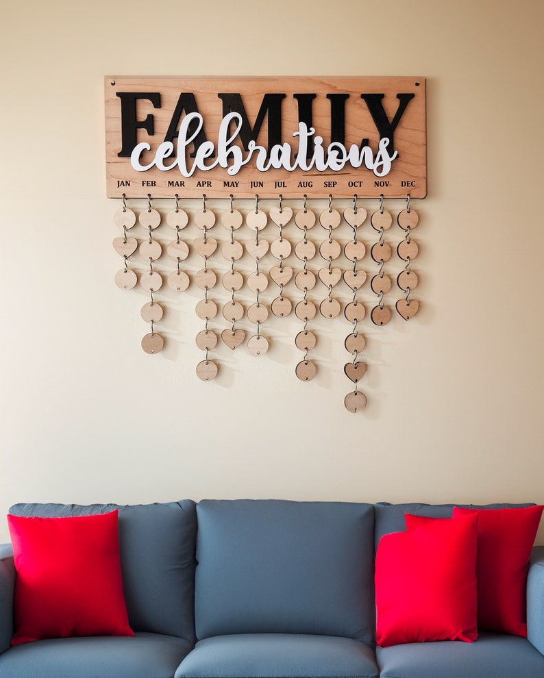 Family Celebrations Board For Birthdays and Anniversaries, Personalized and Engraved Wood Calendar Gift For Mom, Classroom Sign for Teacher image 10