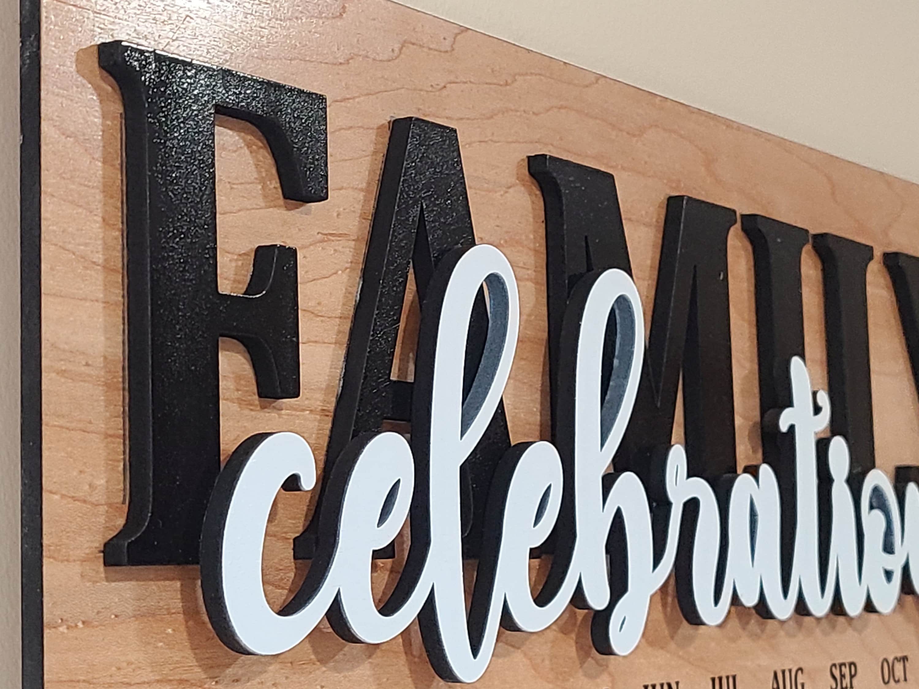 Family Celebrations Board For Birthdays and Anniversaries, Personalized and Engraved Wood Calendar Gift For Mom, Classroom Sign for Teacher