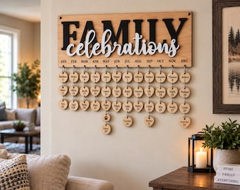 Personalized Family Celebrations Board: Engraved Wood Birthday Calendar - 2 Size Options!