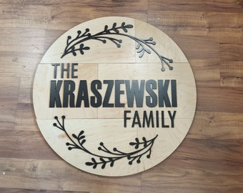 Personalized Family Name Sign: Laser Cut Wood, Shiplap Decor