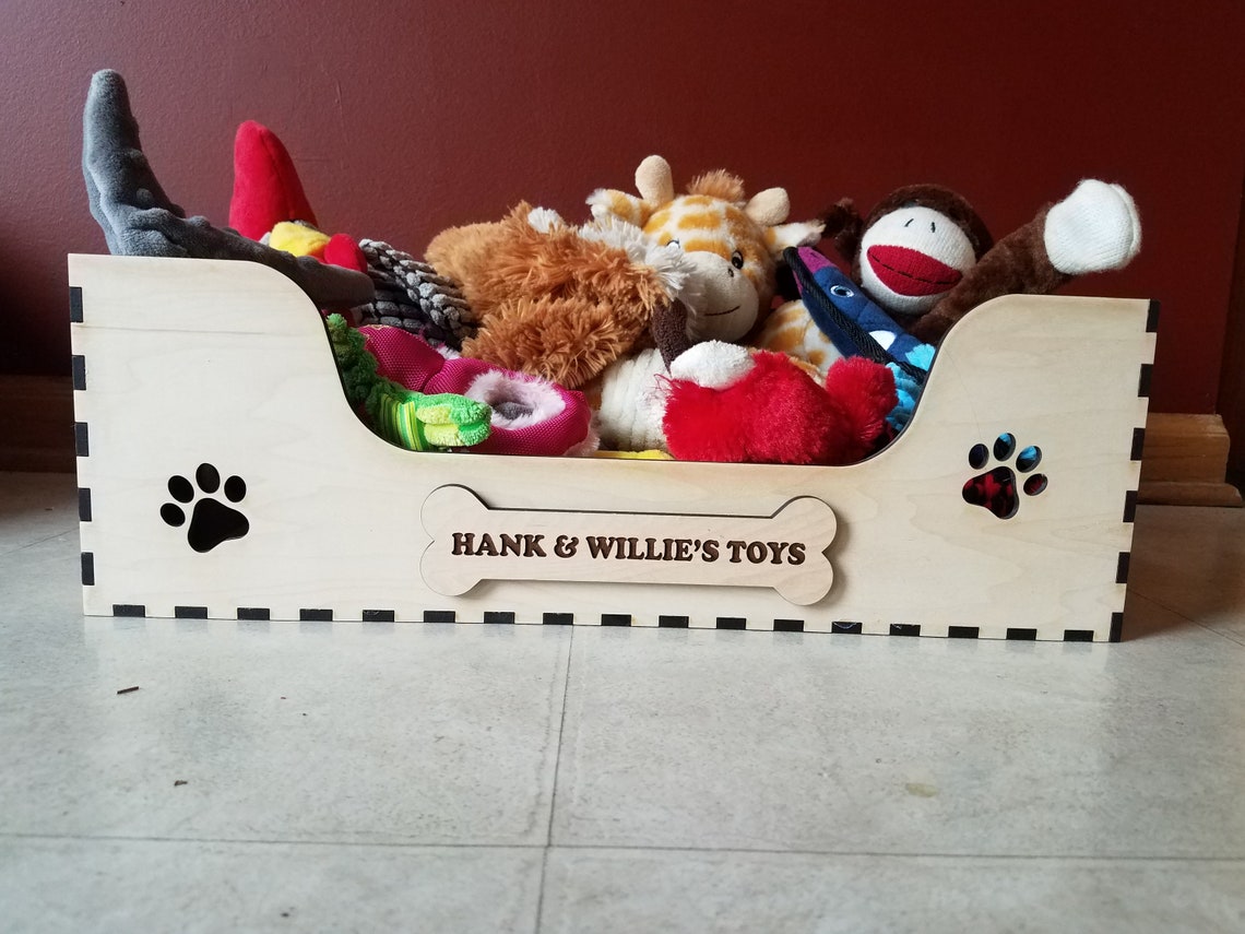 Dog Toy Box Pet Toy Storage Cat Toy Box Wood Toy Storage Etsy