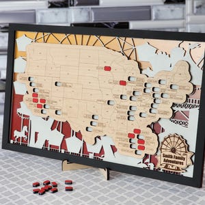 Adventure Gift Bucket List Tracker Wall Art Road Trip Map Display Gift Adventurer Travel Souvenir Us Amusement Park Visited Location Marker