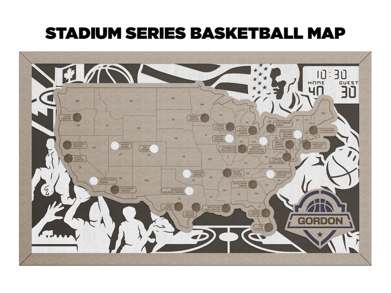 Custom Basketball Stadium Tracker Map, NBA Gift - Etsy