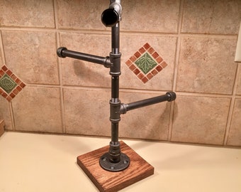 Tall Black Iron Necklace Stand Metal Pipe Jewelry Display Steampunk Decor Urban Industrial Decor Home Decor Jewelry Accessories