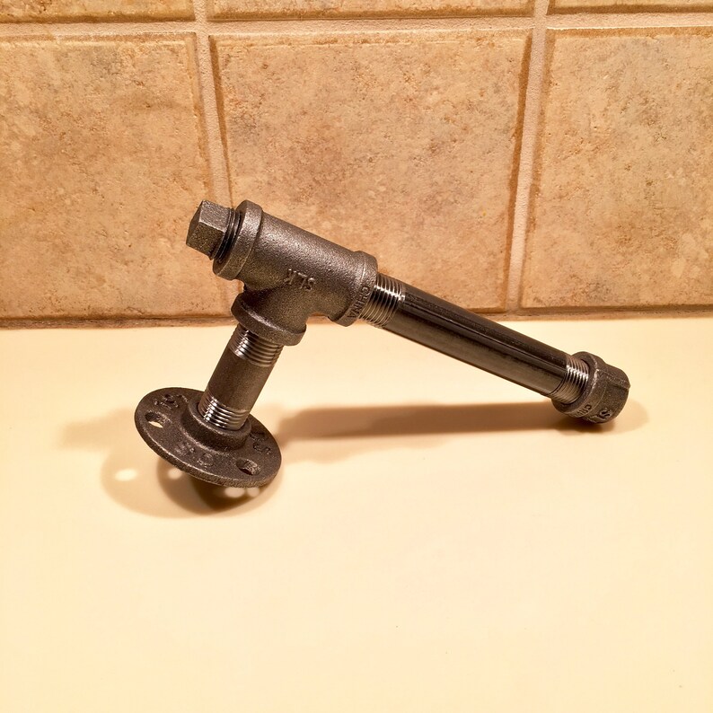 Industrial Steampunk 1//2/" Black Iron Pipe Toilet Paper Holder