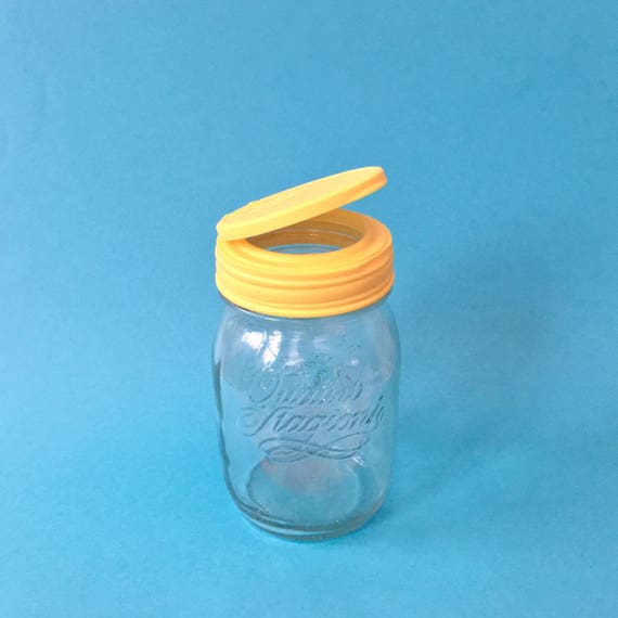 Pint Jar w/ Neon Yellow Flip Top Mason Jar Lid 16 oz Etsy