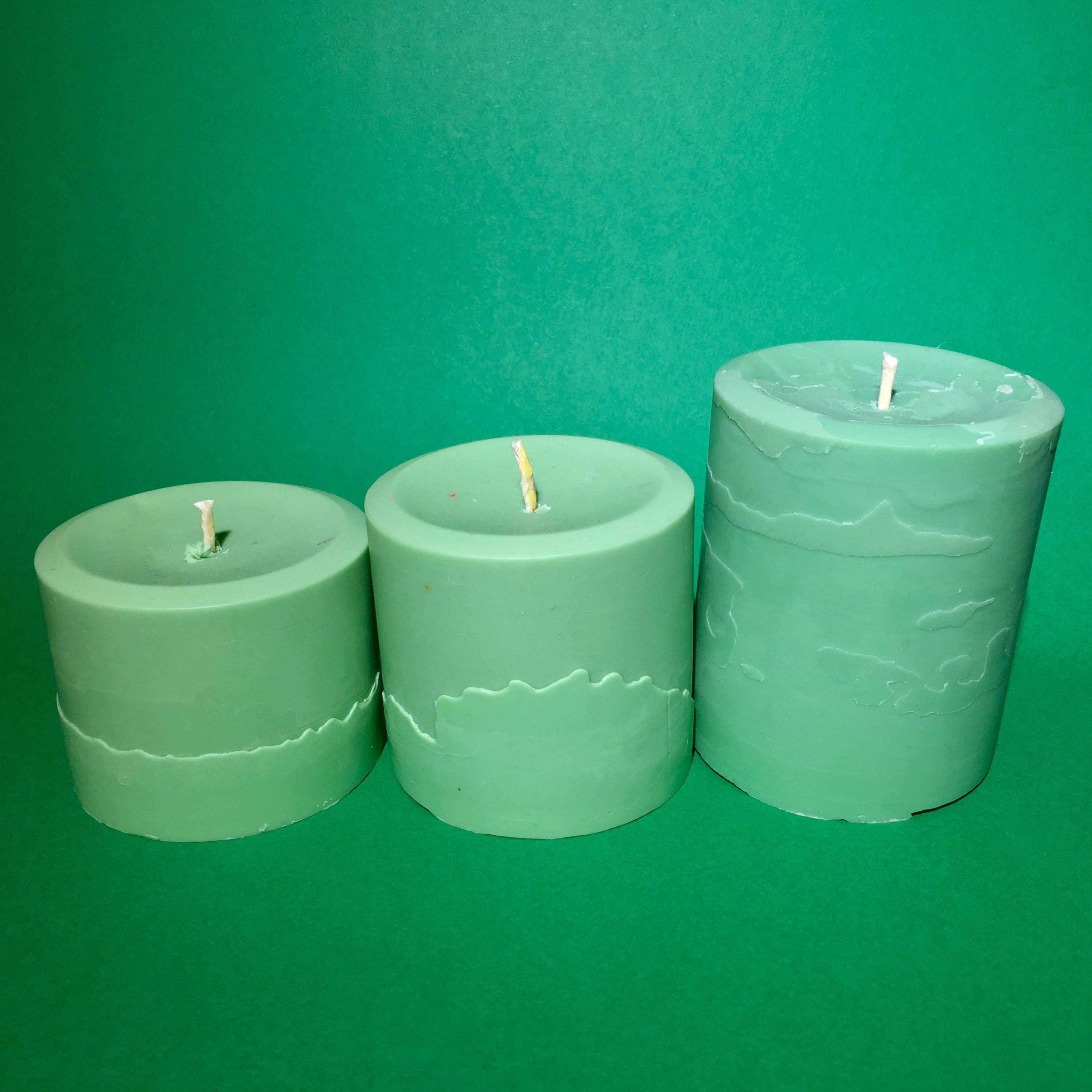 Rustic Seafoam Green Pillar Candles Sizes 3 5 Etsy