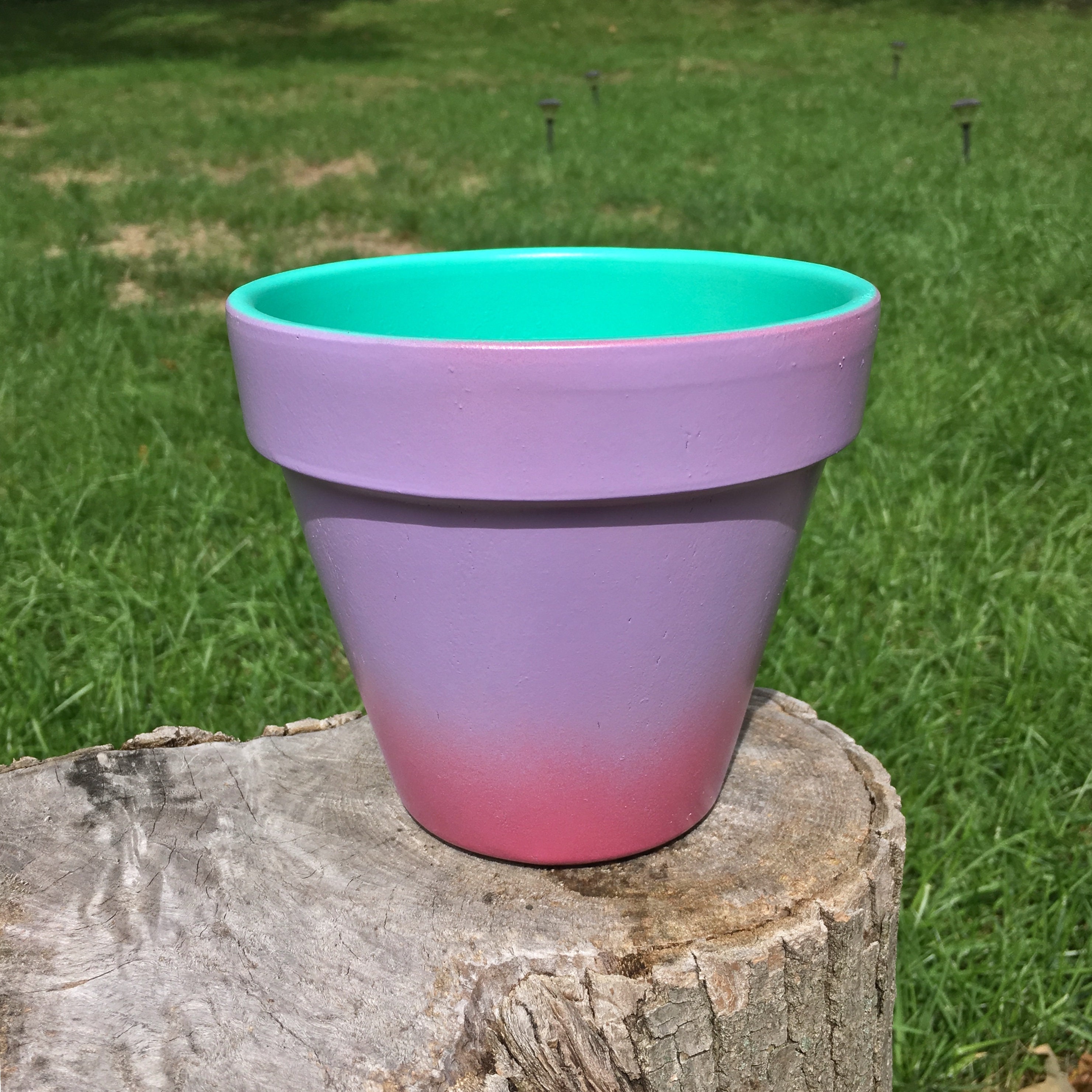 Lavender Pink & Sea Glass Green Terra Cotta 6 Inch Flower Pot Etsy