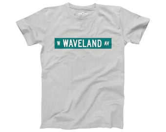 Chicago Cubs Shirt W Waveland Ave Wrigley Field Street Sign West Avenue Murphy's Bleachers Address Gray Tee Size XS S M L XL 2XL 3XL 4XL 5XL