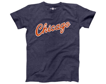 Cursive Chicago T-Shirt • Navy Blue City Script Tee