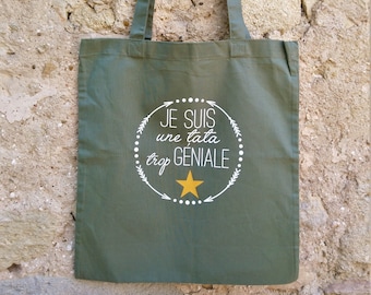 Sac totebag personnalisé je suis une tata trop géniale