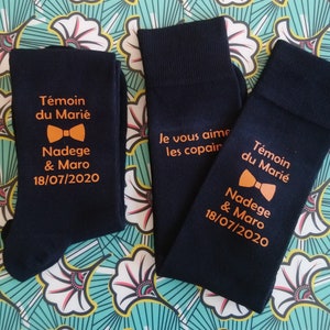 chaussettes personnalisées noires ou en couleur, aux couleurs et à la date de votre mariage image 3