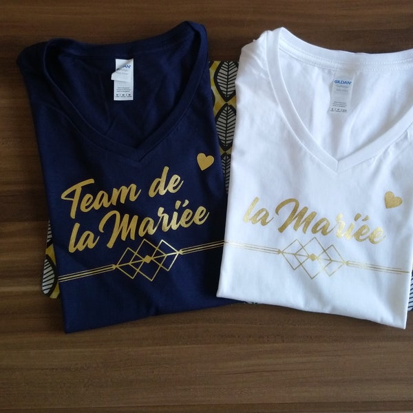 Tshirts personnalisés Team de la Mariée & La Mariée - nombreuses tailles et coloris