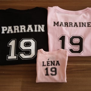 T-shirts body assortis marraine, parrain et filleul image 1