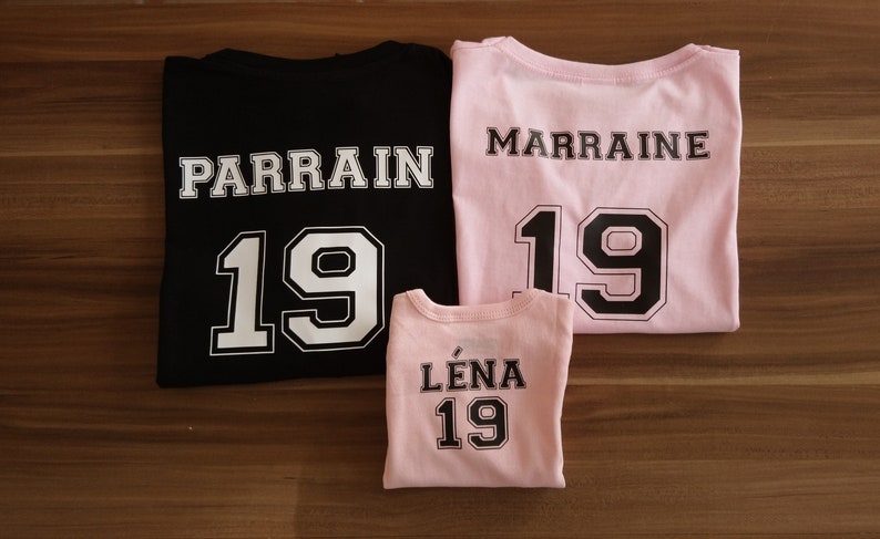 T-shirts body assortis marraine, parrain et filleul image 1