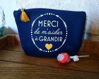 Trousse merci de m'aider à grandir - trousse nounou - cadeau crèche - cadeau nounou - cadeau nanie - merci crèche - merci nounou