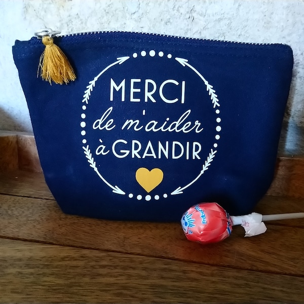 Trousse merci de m'aider à grandir - trousse nounou - cadeau crèche - cadeau nounou - cadeau nanie - merci crèche - merci nounou