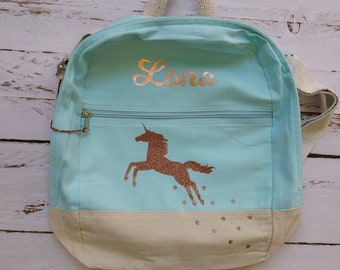 Personalized unicorn nursery backpack