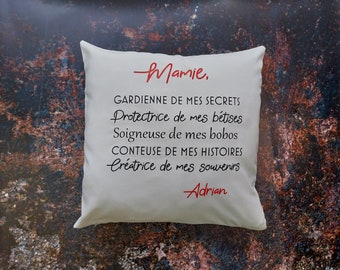 Coussin cadeau personnalisé pour une mamie en or