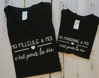 T-shirts assortis marraine filleule parrain filleul