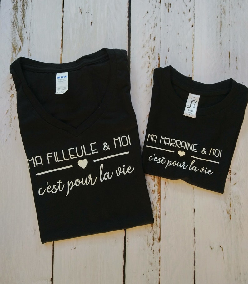 T-shirts assortis marraine filleule parrain filleul 画像 1