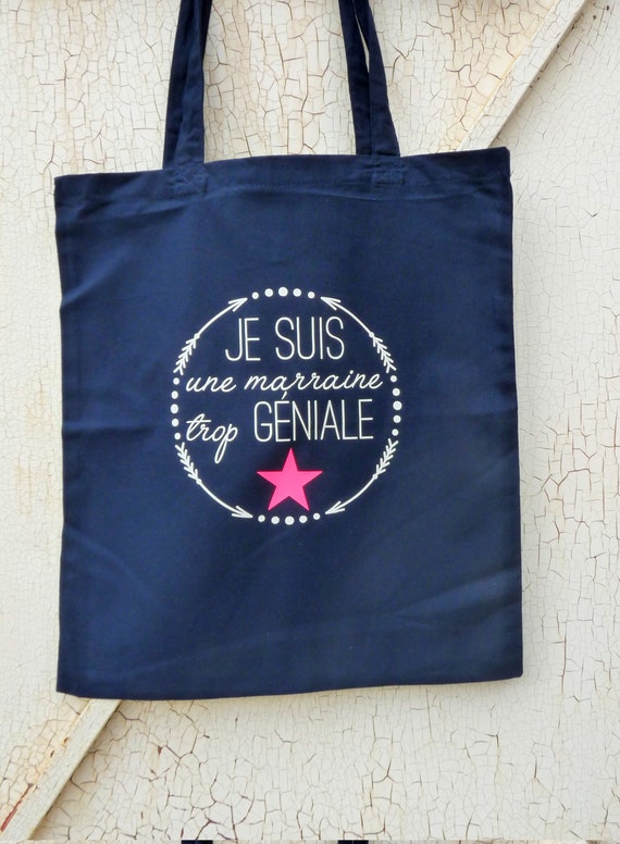 Tote bag cadeau marraine Meilleure marraine de toute la terre sac marraine Cadeau pour marraine 100/% coton Imprimé en France