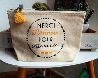 Trousse personnalisée en coton, cadeau idéal pour une nounou en or !